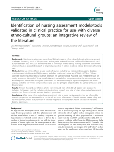 Identification of nursing assessment models/tools validated in