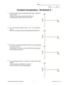 Constant Acceleration: Worksheet 2
