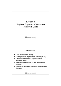Lecture 6: Regional Segments of Consumer Market in China