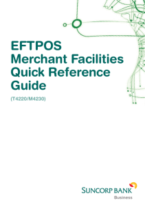 EFTPOS Merchant Facilities Quick Reference Guide