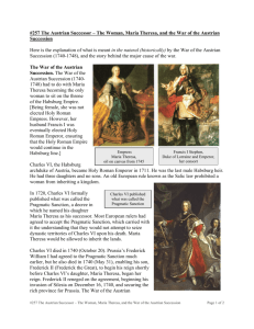 The Woman, Maria Theresa, and the War of the Austrian Succession