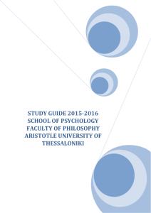 STUDY GUIDE 2015-2016 SCHOOL OF PSYCHOLOGY FACULTY