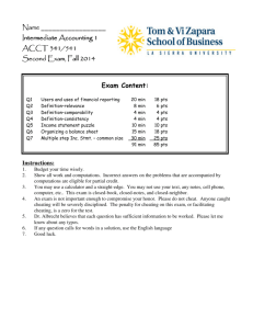 Intermediate Accounting 1 ACCT 341/541 Second Exam, Fall 2014