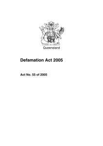 Defamation Act 2005 - Queensland Legislation