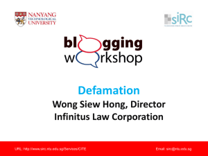 Defamation by Wong Siew Hong, Director of Infinitus Law Corporation