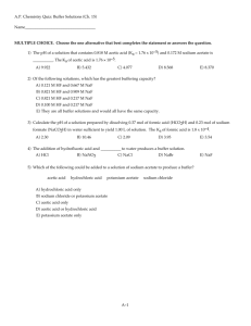 A.P. Chemistry Quiz: Buffer Solutions (Ch. 15