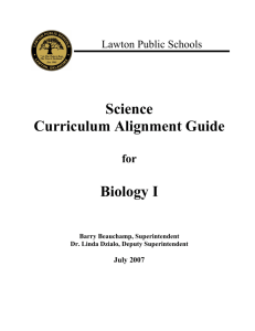 Science Curriculum Alignment Guide Biology I