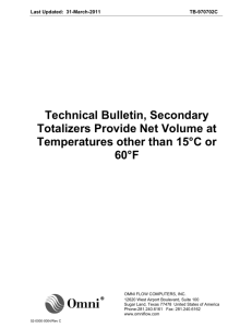Secondary Totalizers Provide Net Volume at Temperatures other