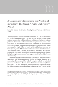 The Queer Newark Oral History Project