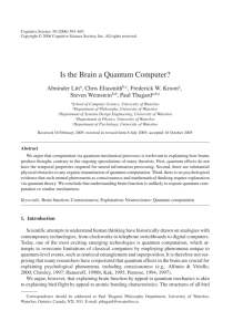Is the Brain a Quantum Computer