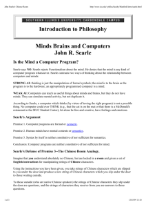 Introduction to Philosophy Minds Brains and Computers John R
