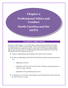Chapter 2 Professional Ethics and Conduct North Carolina and the