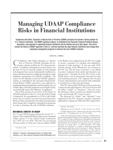 Managing UDAAP Compliance Risks in Financial Institutions