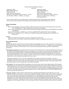 Experimental Psychology Laboratory Fall, 2013