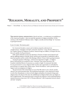 Religion, Morality, and Property - Hillsdale College Online Courses