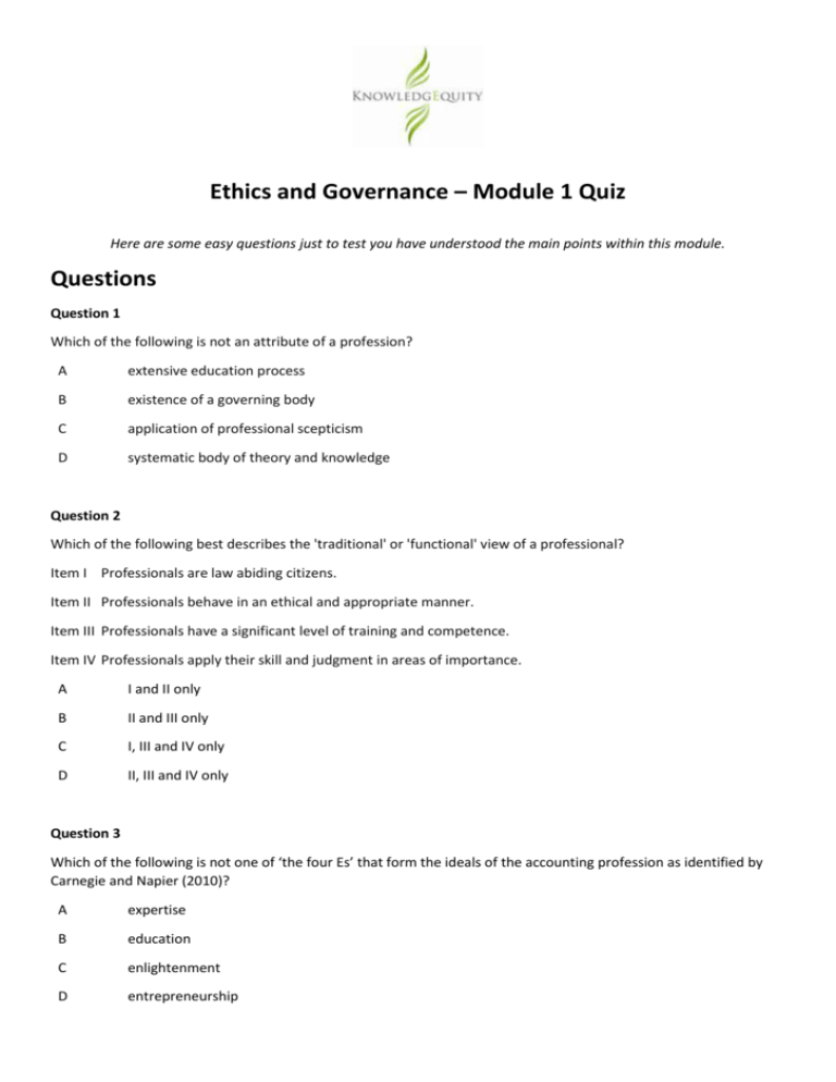 ethics-and-governance-module-1-quiz-questions