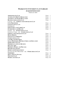 MARQUETTE UNIVERSITY LAW LIBRARY ACQUISITIONS LIST
