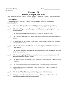 Chapter 15B Politics, Religion, and War