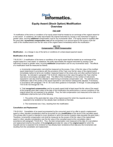 Equity Award (Stock Option) Modification Overview