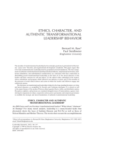 Ethics, character, and authentic transformational leadership