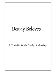 Dearly Beloved A Tool-Kit for the Study of Marriage