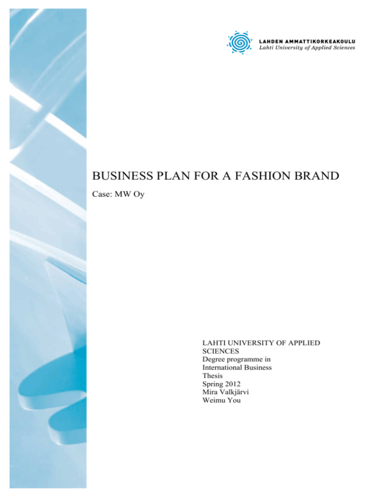 business plan for a fashion brand