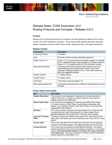 Release Notes: CCNA Exploration v4. 0 Routing Protocols and