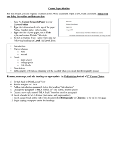 Career Paper Outline For this project, you are required to create an