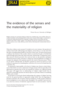The evidence of the senses and the materiality of religion
