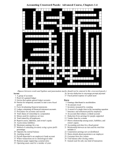 Accounting Crossword Puzzle: Advanced Course, Chapters 1-4