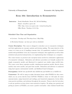 Econ 104: Introduction to Econometrics