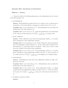 Economics 4818 " Introduction to Econometrics Midterm 1 " Answers