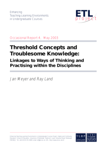 Threshold Concepts and Troublesome Knowledge