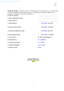 1 NAME OF WORK :- Shifting and ITC of 4 DG sets from