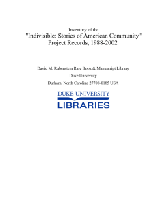 "Indivisible: Stories of American Community" Project Records, 1988