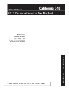 California 540 2013 Personal Income Tax Booklet
