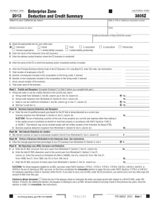 2013 Form 3805Z -- Enterprise Zone Deduction and Credit Summary