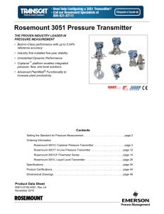 Rosemount 3051 Pressure Transmitter - Product Data Sheet