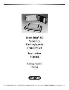 Trans-Blot® SD Semi-Dry Electrophoretic Transfer Cell Instruction