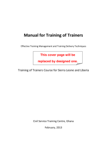 Manual for Training of Trainers