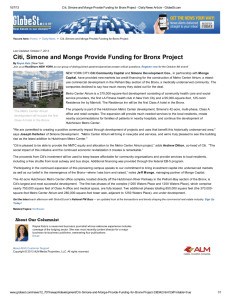 Citi, Simone and Monge Provide Funding for Bronx Project