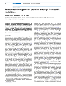 Functional divergence of proteins through frameshift mutations