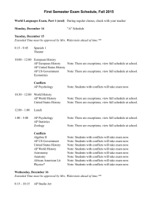 First Semester Exam Schedule, Fall 2015