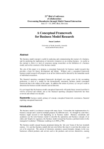 A Conceptual Framework for Business Model Research