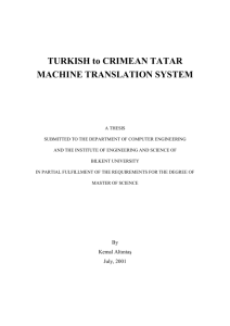 TURKISH to CRIMEAN TATAR MACHINE TRANSLATION