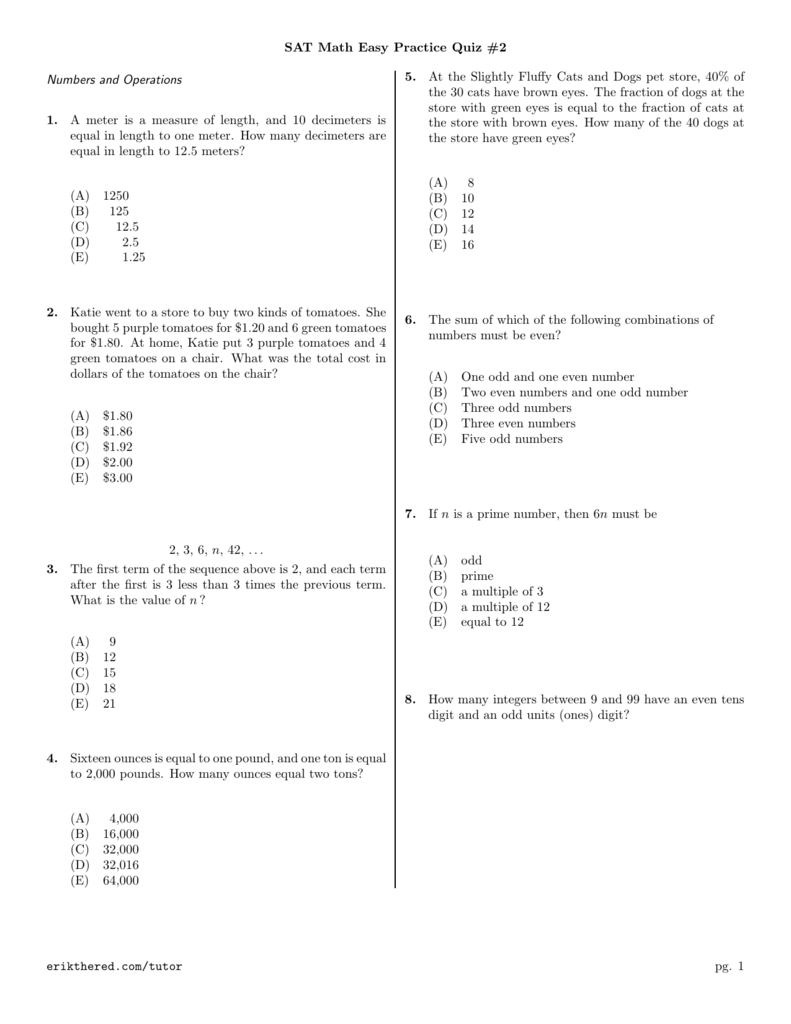 sat math quiz