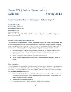 Econ 322 (Public Economics) Syllabus Spring 2013