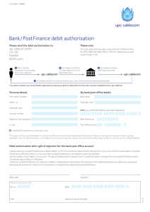 Bank / PostFinance debit authorisation
