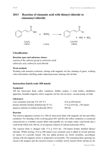 2013 Reaction of cinnamic acid with thionyl chloride to cinnamoyl