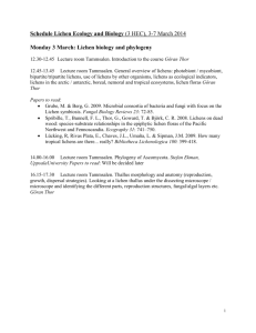 Schedule Lichen Ecology and Biology (3 HEC), 3
